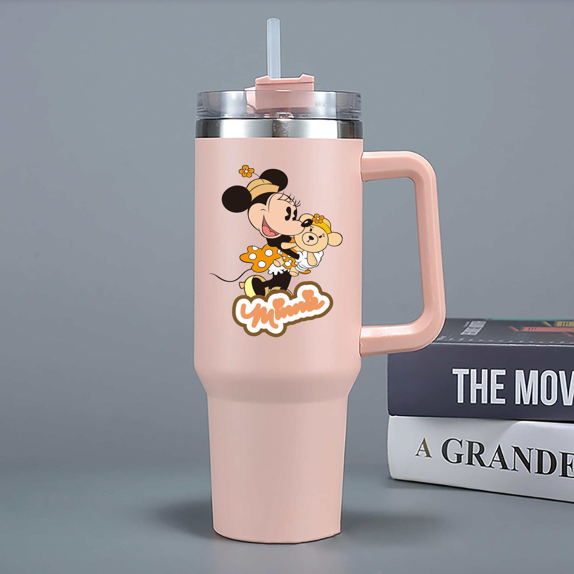 （画像用） ミッキーマウス Mickey Mouse 1200mL車用タンブラー - クリスタルステッカー（プラスチックストロー付き）